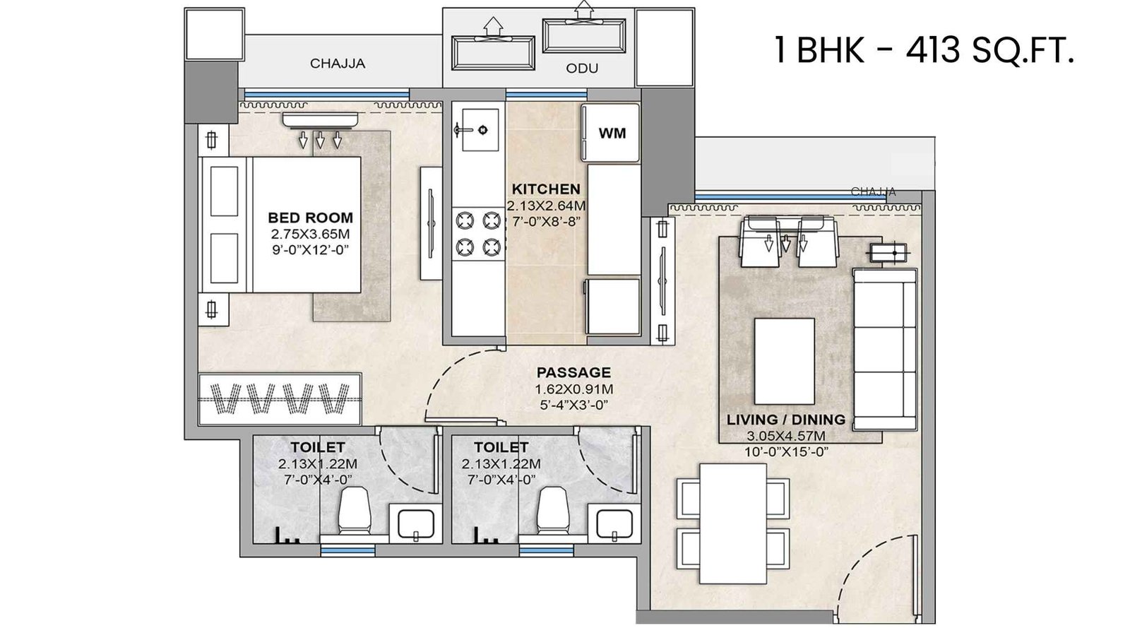 Tricity-Delta-Aveon-City-Floor-Plan-1-BHK-413-Sqft