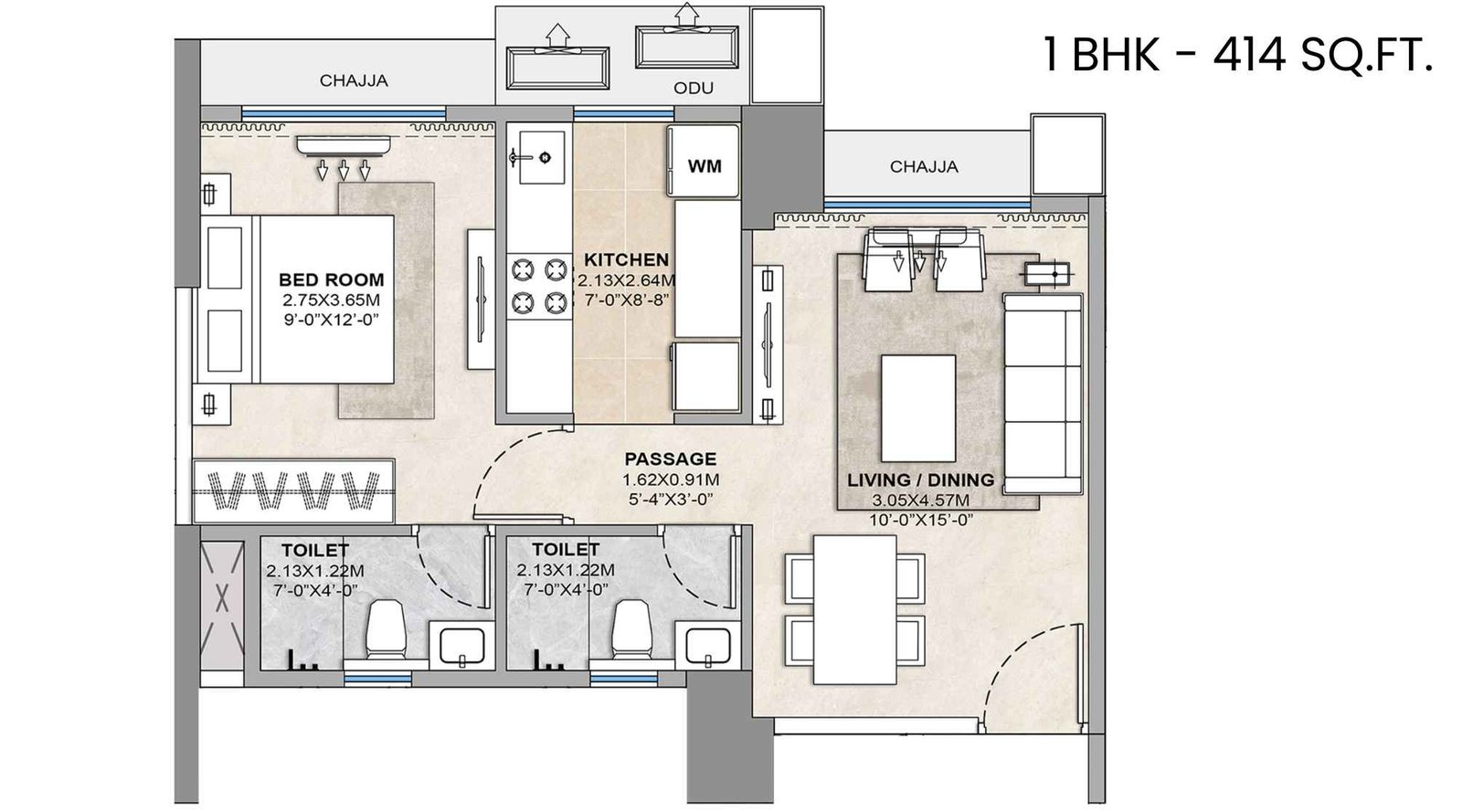 Tricity-Delta-Aveon-City-Floor-Plan-1-BHK-414-Sqft